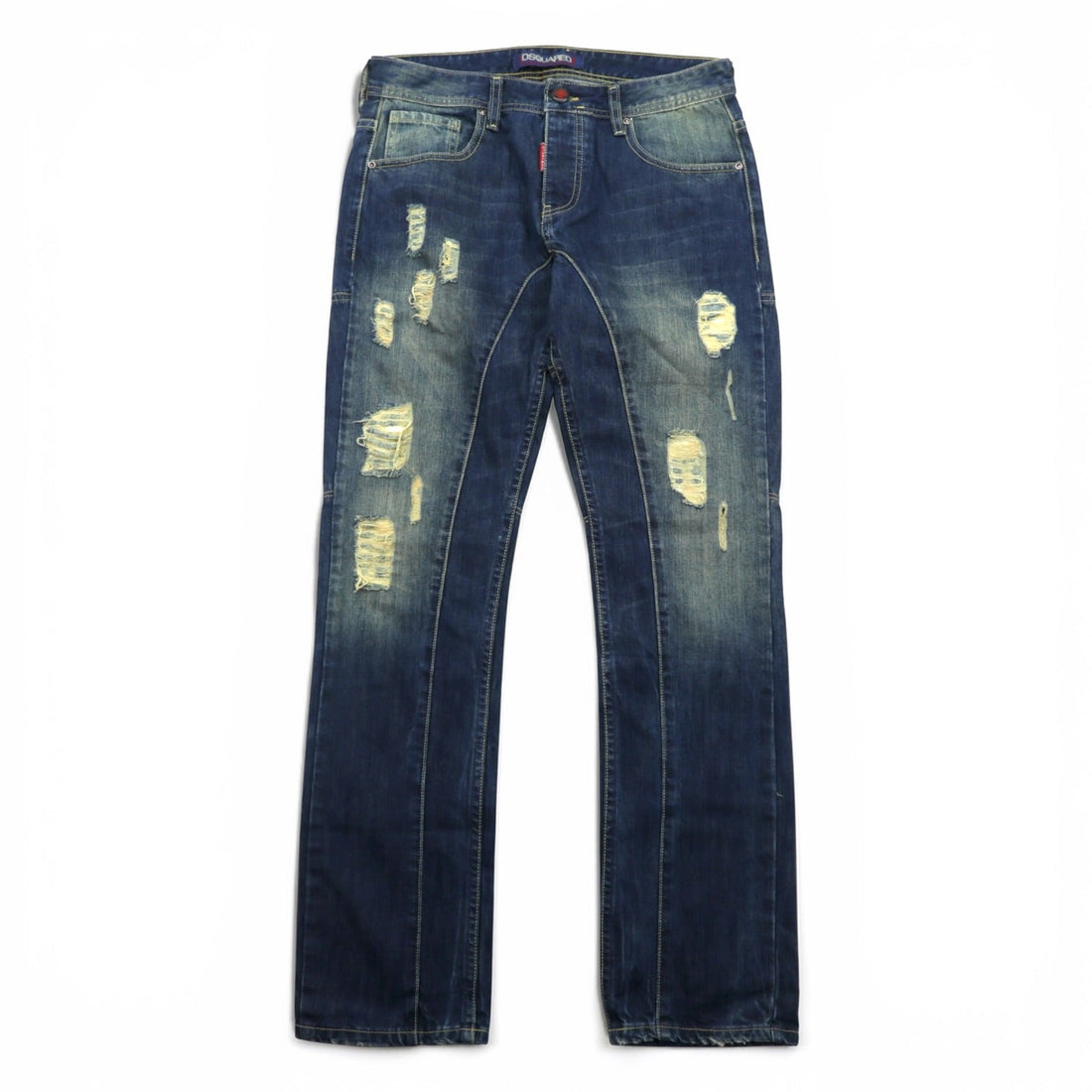 DSQUARED2 00年代 イタリア製 クラッシュ ダメージ加工 デニムパンツ ジーンズ L インディゴ 立体裁断