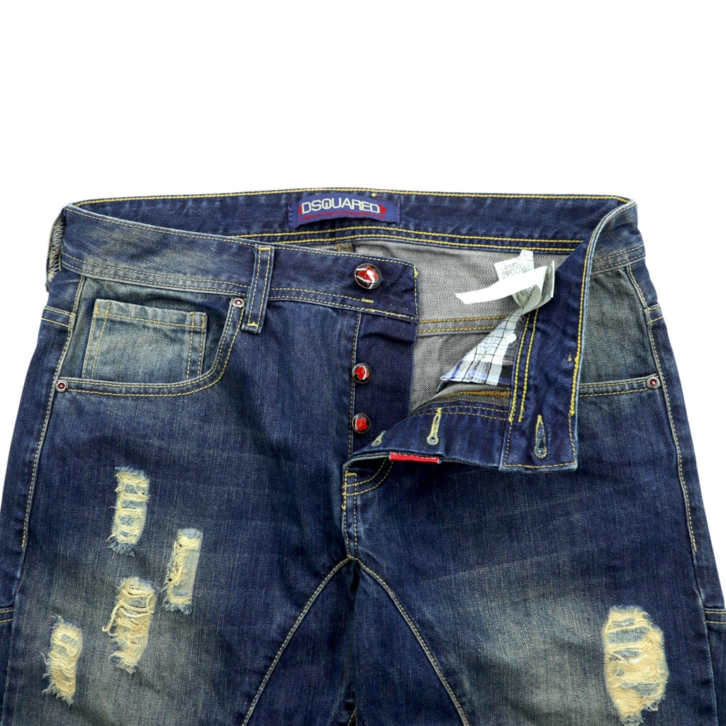 DSQUARED2 Distressed Denim Jeans Size 34/34 Made in Italy Destroyed Ripped Red Tag Fly