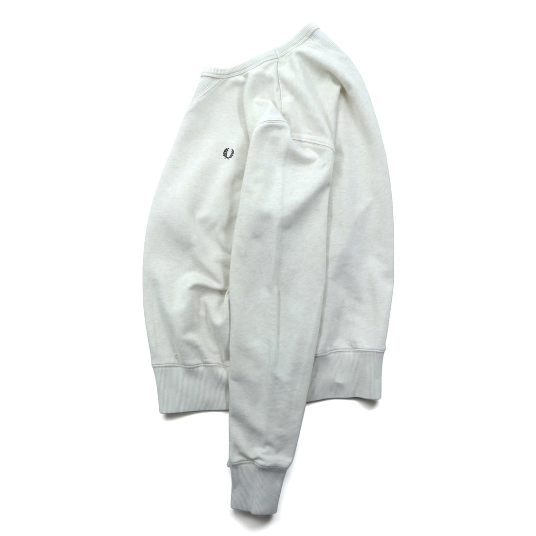 FRED PERRY 両V スウェット トレーナー S ホワイト ダメージ加工 ワンポイントロゴ M9315