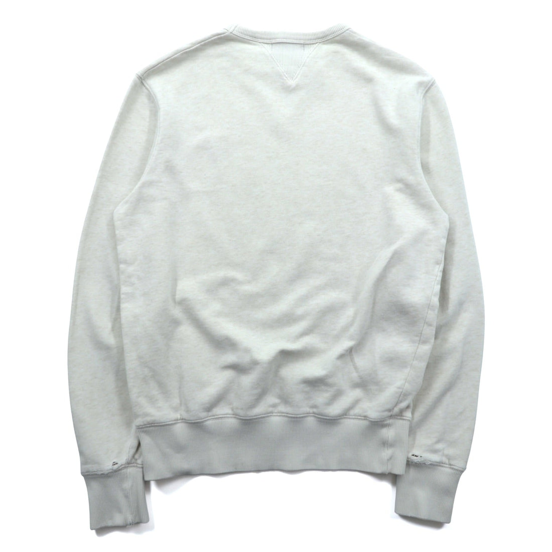 FRED PERRY 両V スウェット トレーナー S ホワイト ダメージ加工 ワンポイントロゴ M9315