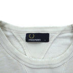 FRED PERRY 両V スウェット トレーナー S ホワイト ダメージ加工 ワンポイントロゴ M9315