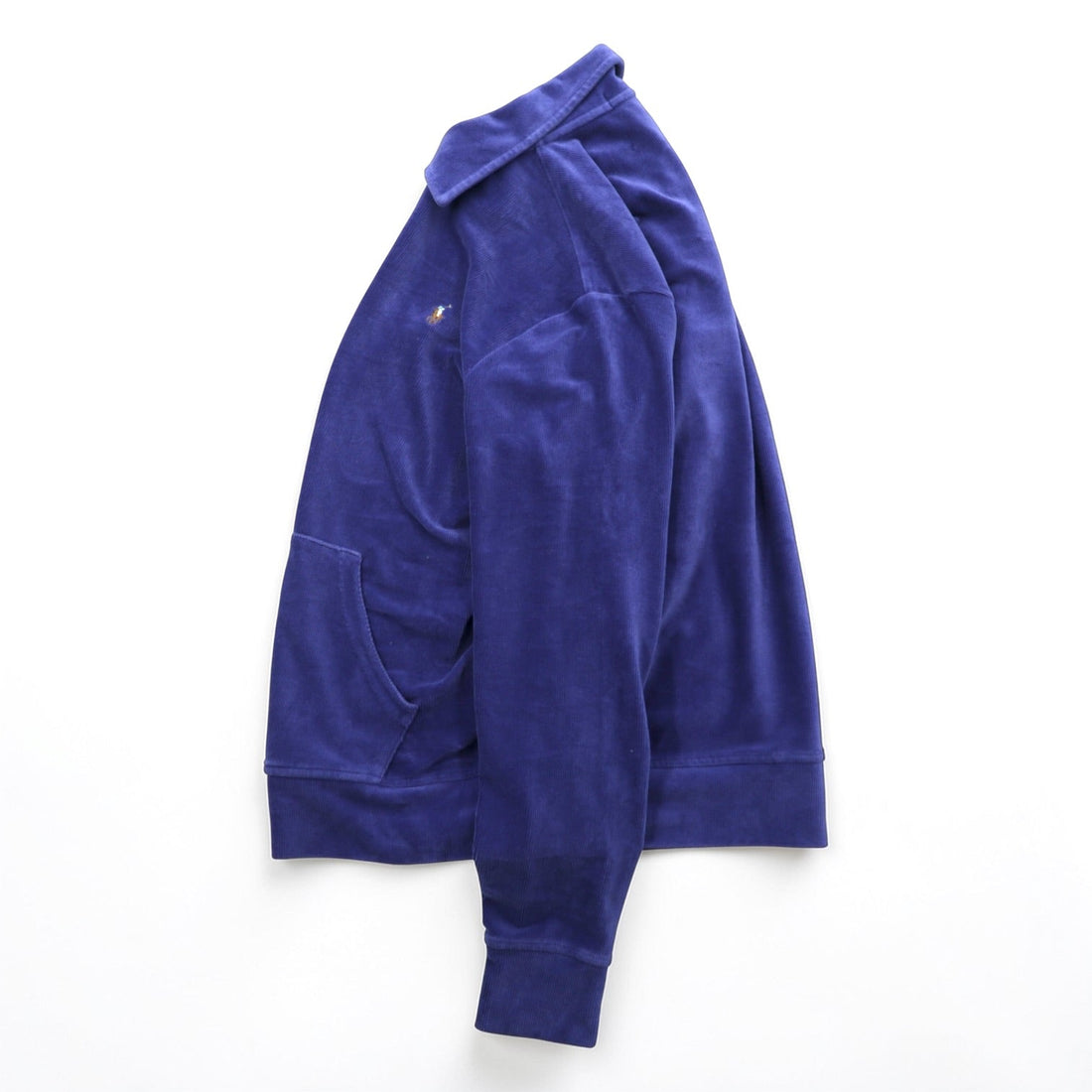 Polo Ralph Lauren ハーフジップ コーデュロイ スウェット トレーナー M ネイビー スモールポニー刺繍 フロント カンガルーポケット
