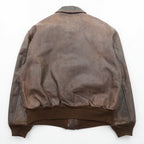 AVIREX USA Vintage Horsehide A-2 Leather Flight Jacket XL Brown 1978-01 SCOVILL GRIPPER Zips