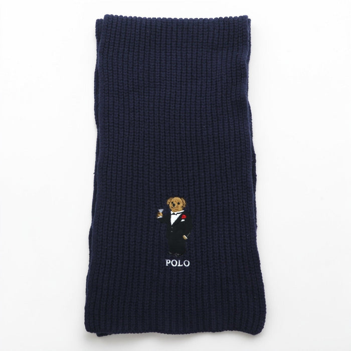Polo Ralph Lauren ポロベア マフラー ネイビー リブニット タキシード