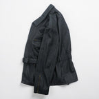 MADDOX 90s Euro Vintage Nappa Leather Long Double Rider's Jacket XL Black Coat Waist Belt