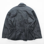 MADDOX 90s Euro Vintage Nappa Leather Long Double Rider's Jacket XL Black Coat Waist Belt