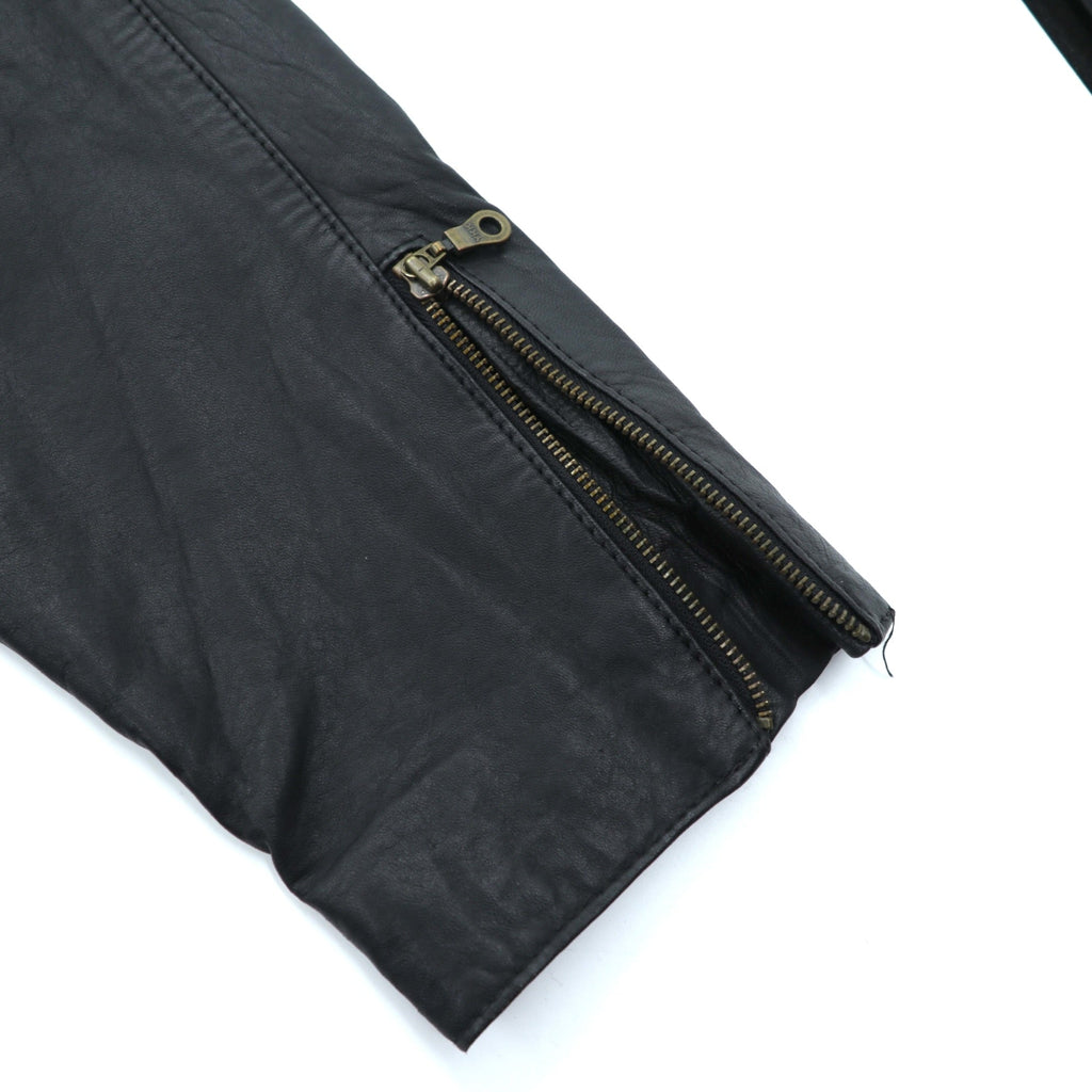 MADDOX 90s Euro Vintage Nappa Leather Long Double Rider's Jacket XL Black Coat Waist Belt