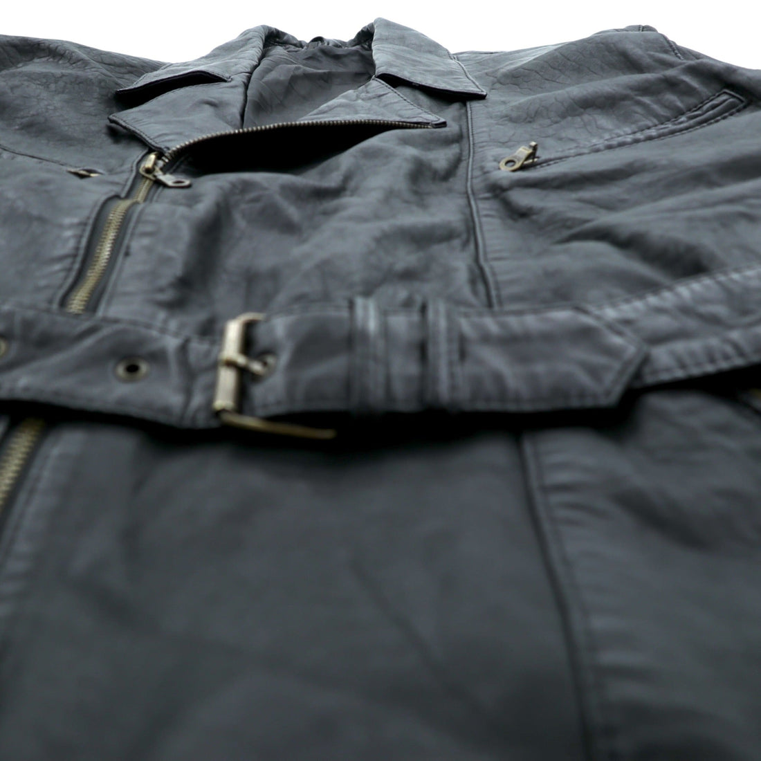 MADDOX 90s Euro Vintage Nappa Leather Long Double Rider's Jacket XL Black Coat Waist Belt