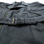 MADDOX 90s Euro Vintage Nappa Leather Long Double Rider's Jacket XL Black Coat Waist Belt