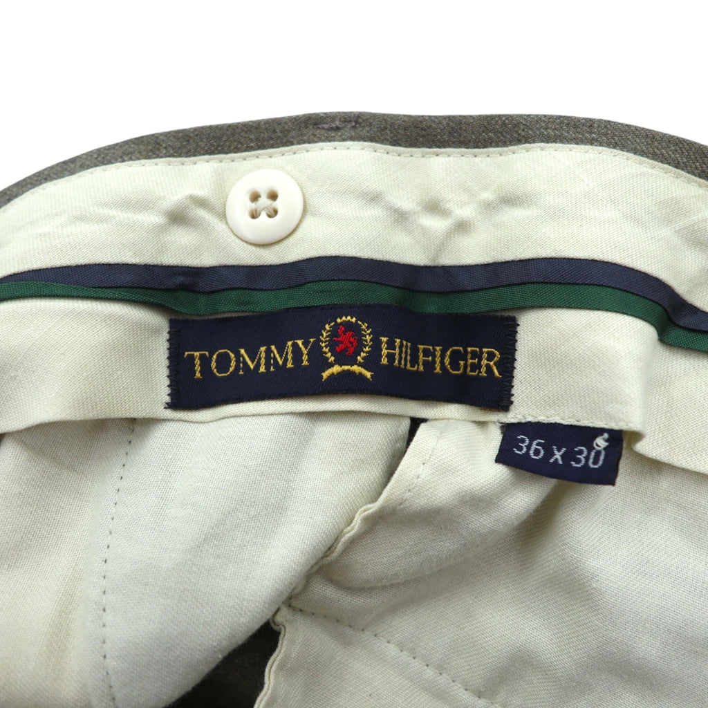 TOMMY HILFIGER 90s 2-Tuck Wide Slacks Pants, Size L, Rocket TALON Zip, Suspender Buttons