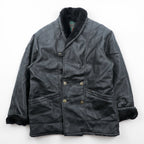 Vintage T. SHEALING Made in Italy Shearling Mouton Jacket Black Mens Coat 90s