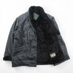 Vintage T. SHEALING Made in Italy Shearling Mouton Jacket Black Mens Coat 90s