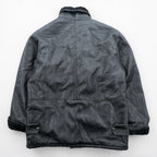 Vintage T. SHEALING Made in Italy Shearling Mouton Jacket Black Mens Coat 90s