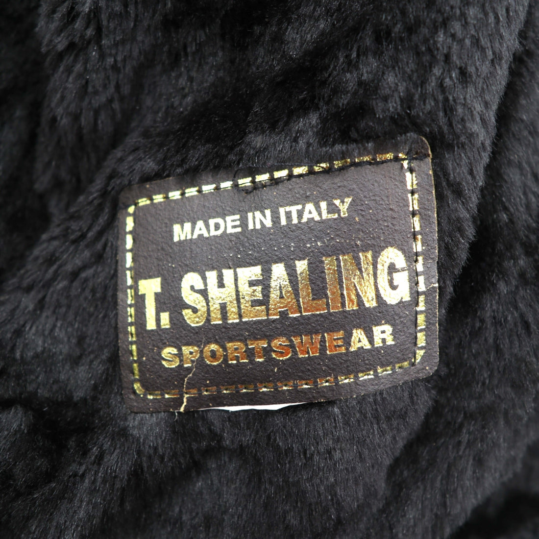 Vintage T. SHEALING Made in Italy Shearling Mouton Jacket Black Mens Coat 90s