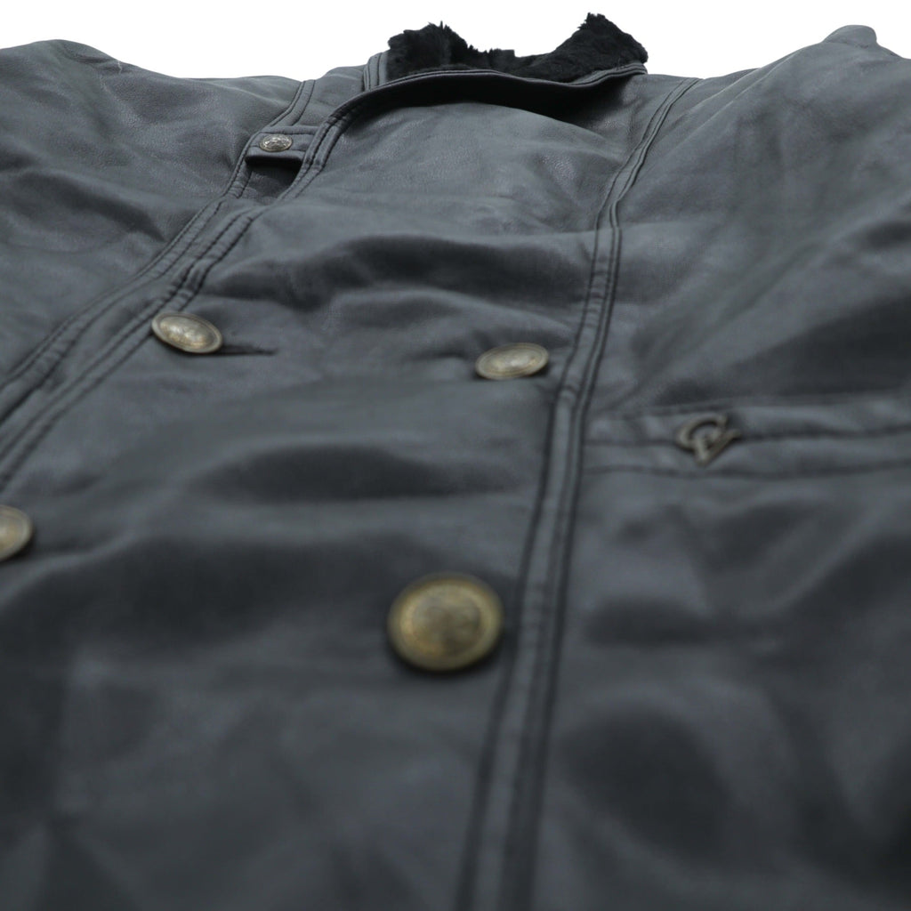 Vintage T. SHEALING Made in Italy Shearling Mouton Jacket Black Mens Coat 90s