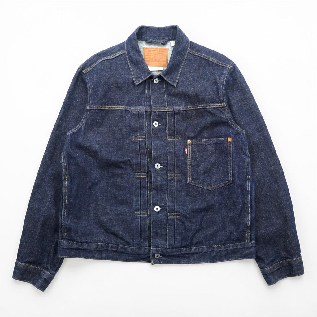 Levi Strauss 1st World War II Model Denim Jacket, Size L, Selvedge, Cinch Back, Selvedge, Type 1, A3174-0002, Big E, Red Selvedge, Double Pleats, Leather Patch, Dark Navy, Hemp