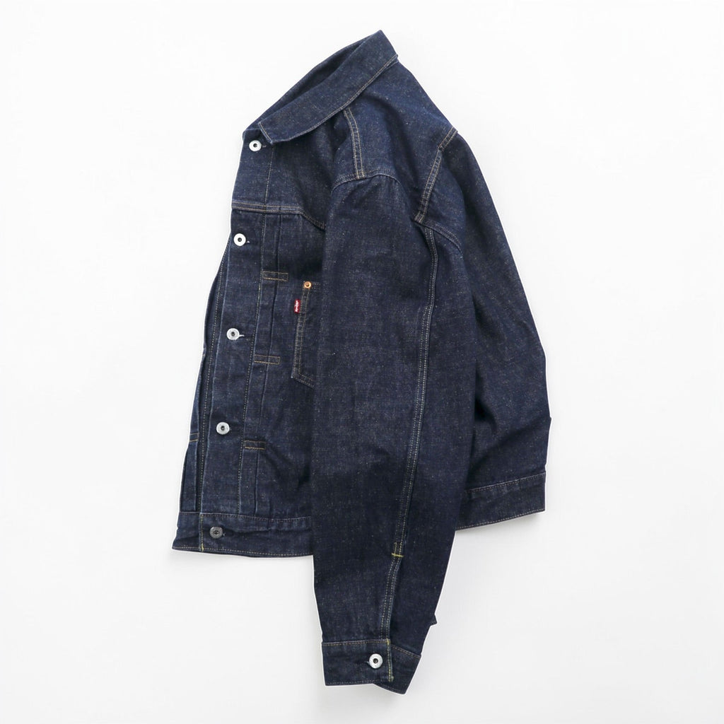 Levi Strauss 1st World War II Model Denim Jacket, Size L, Selvedge, Cinch Back, Selvedge, Type 1, A3174-0002, Big E, Red Selvedge, Double Pleats, Leather Patch, Dark Navy, Hemp