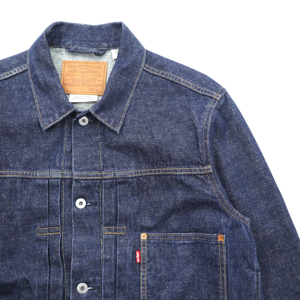 Levi Strauss 1st World War II Model Denim Jacket, Size L, Selvedge, Cinch Back, Selvedge, Type 1, A3174-0002, Big E, Red Selvedge, Double Pleats, Leather Patch, Dark Navy, Hemp