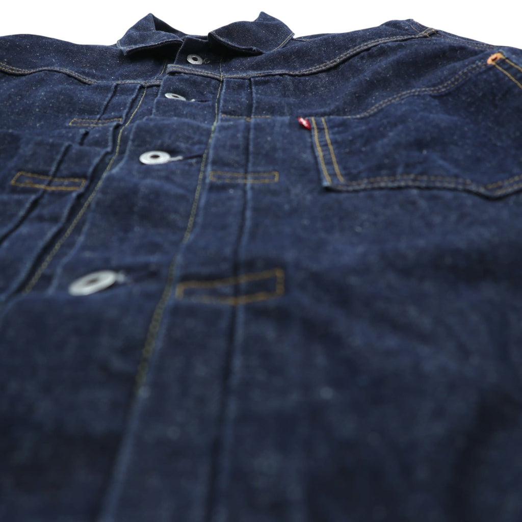 Levi Strauss 1st World War II Model Denim Jacket, Size L, Selvedge, Cinch Back, Selvedge, Type 1, A3174-0002, Big E, Red Selvedge, Double Pleats, Leather Patch, Dark Navy, Hemp