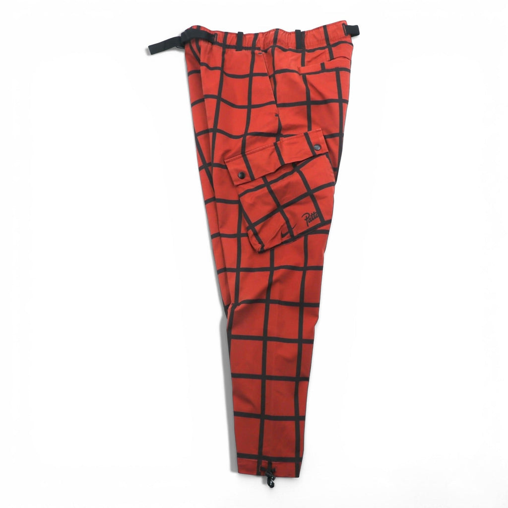 NIKE × Patta Cargo Pants S Red Check Stretch NRG Cargo Pant Webbing Belt AH6489-689