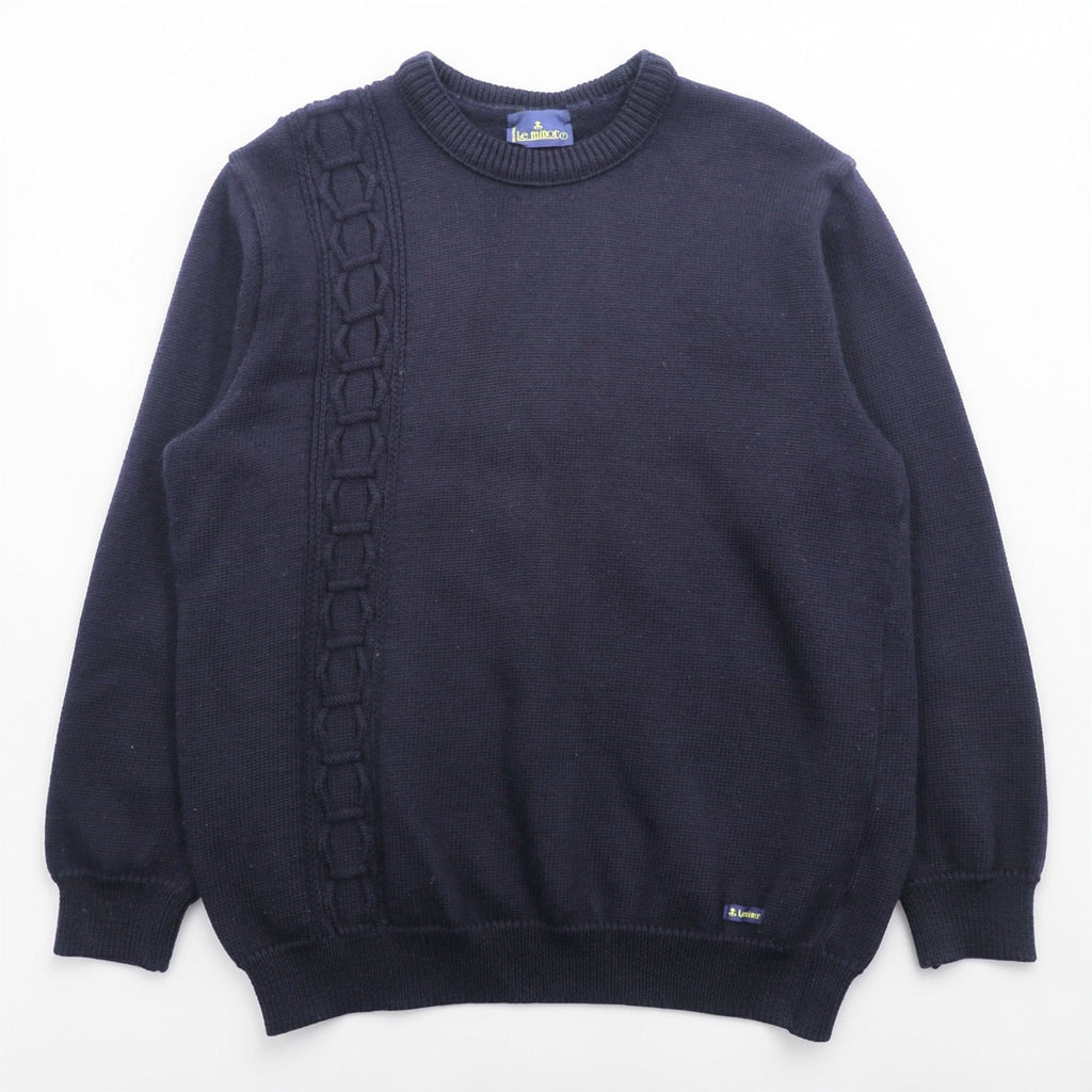 Le minor 90年代 フランス製 ヴィンテージ ニット セーター L ネイビー ケーブル編み