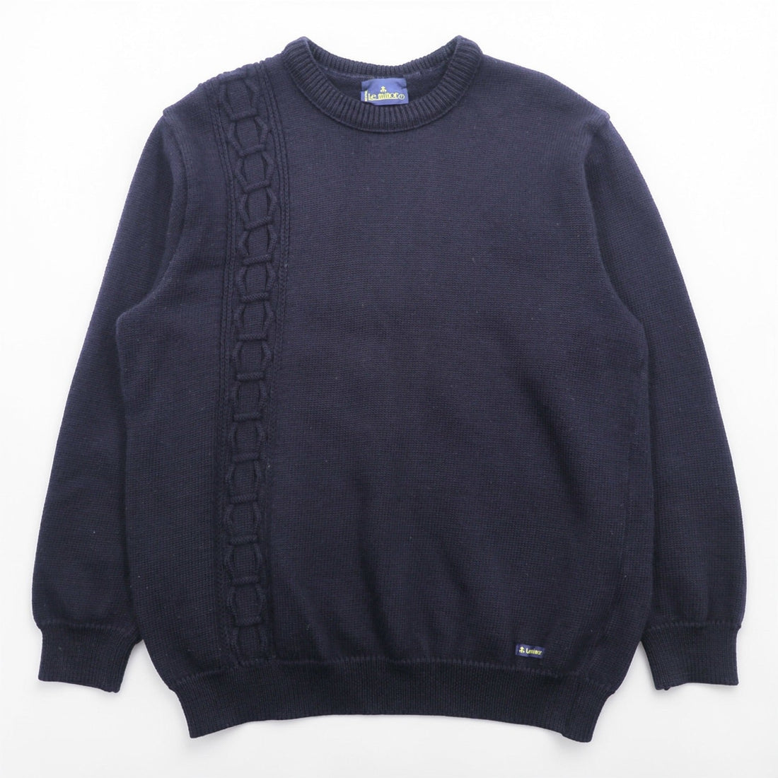 Le minor 90年代 フランス製 ヴィンテージ ニット セーター L ネイビー ケーブル編み