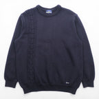 Le minor 90年代 フランス製 ヴィンテージ ニット セーター L ネイビー ケーブル編み