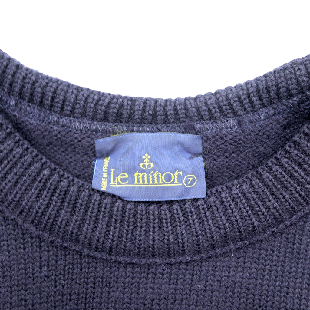 Le minor 90年代 フランス製 ヴィンテージ ニット セーター L ネイビー ケーブル編み