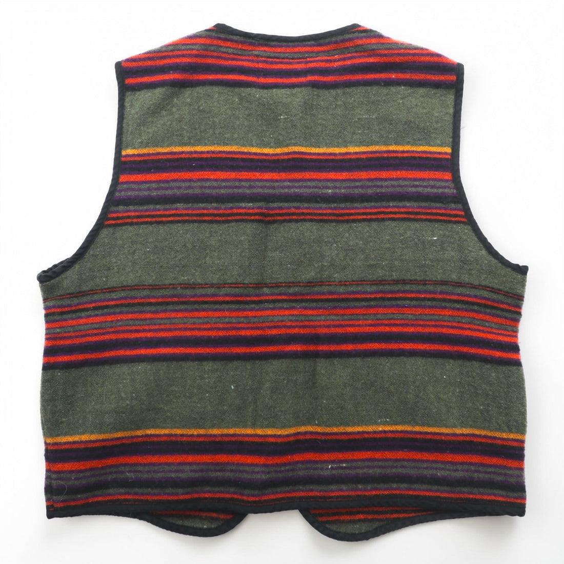 HIGH SIERRA 90s Vintage Tweed Zip-Up Vest L Striped Multi-Color Wool Outdoor 4 Pockets
