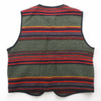 HIGH SIERRA 90s Vintage Tweed Zip-Up Vest L Striped Multi-Color Wool Outdoor 4 Pockets