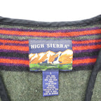 HIGH SIERRA 90s Vintage Tweed Zip-Up Vest L Striped Multi-Color Wool Outdoor 4 Pockets