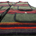 HIGH SIERRA 90s Vintage Tweed Zip-Up Vest L Striped Multi-Color Wool Outdoor 4 Pockets
