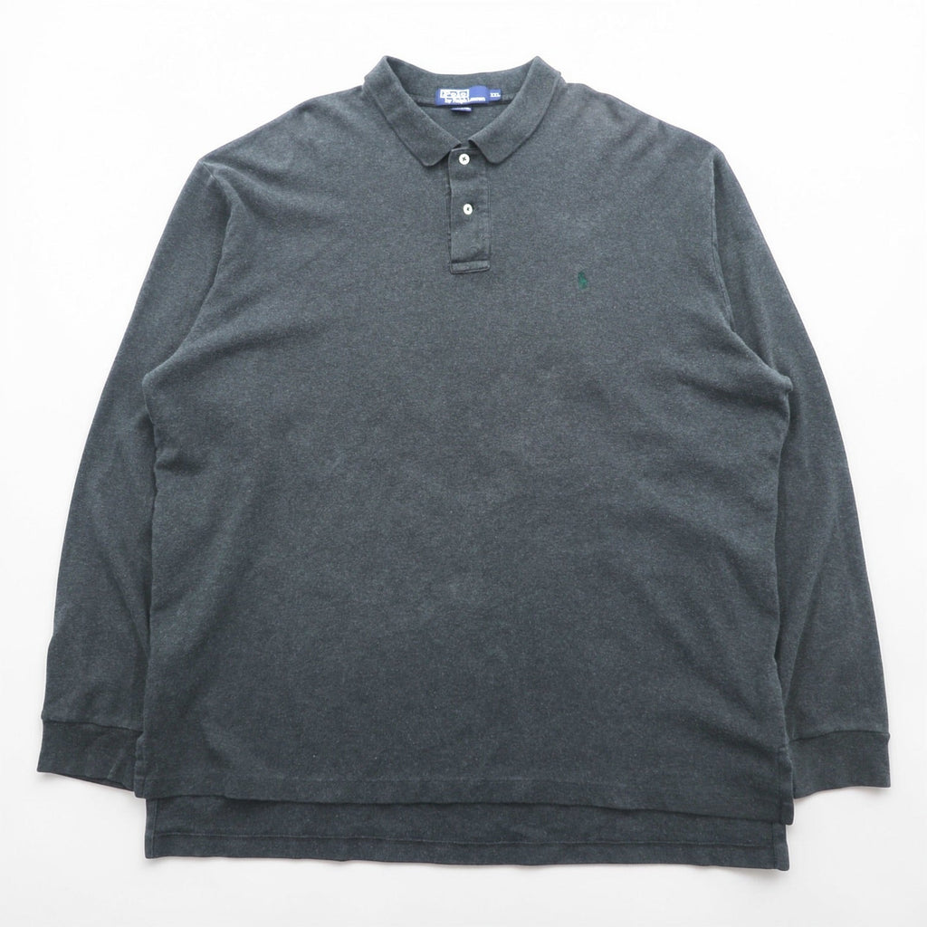 Polo Ralph Lauren 90年代 ポロシャツ ラガーシャツ 2XL グレー ペルー製 スモールポニー刺繍 ビッグサイズ