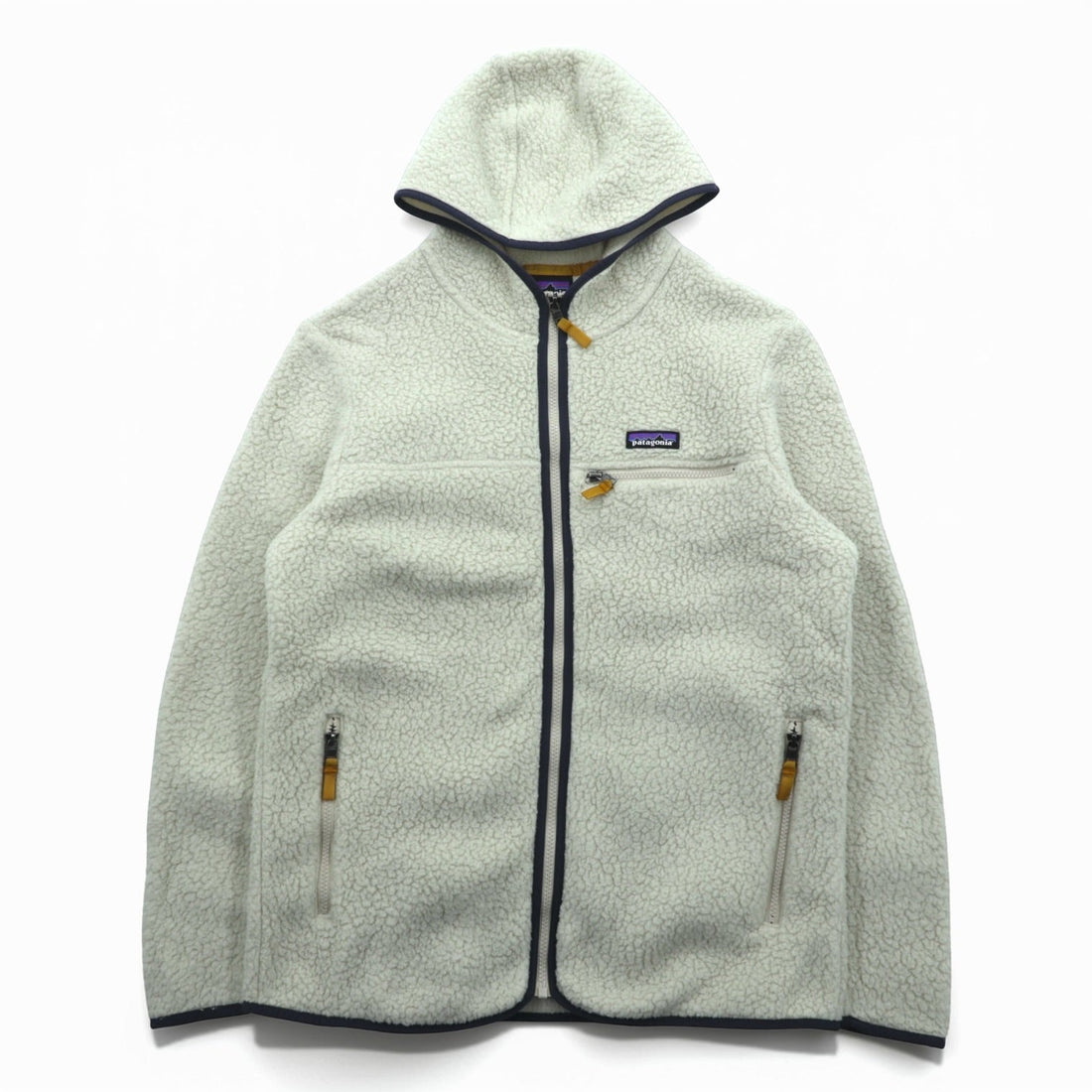 Patagonia Retro Pile Hoodie Fleece Jacket L Beige Pelican Zip-up Hoodie 22806