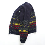 LACOSTE 80s France Vintage Knit Cardigan L French Lacoste Fair Isle Pattern