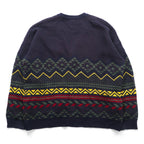 LACOSTE 80s France Vintage Knit Cardigan L French Lacoste Fair Isle Pattern