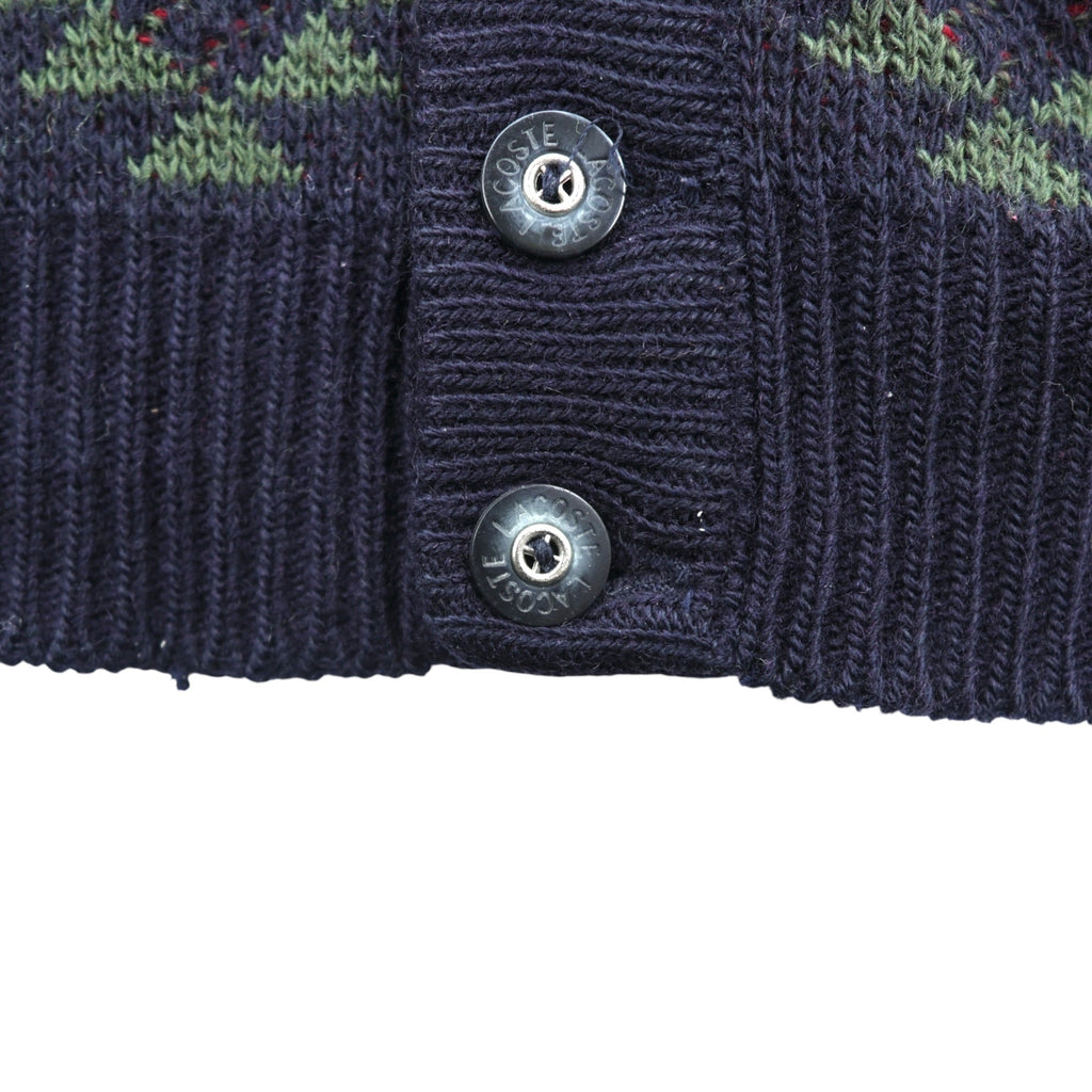 LACOSTE 80s France Vintage Knit Cardigan L French Lacoste Fair Isle Pattern