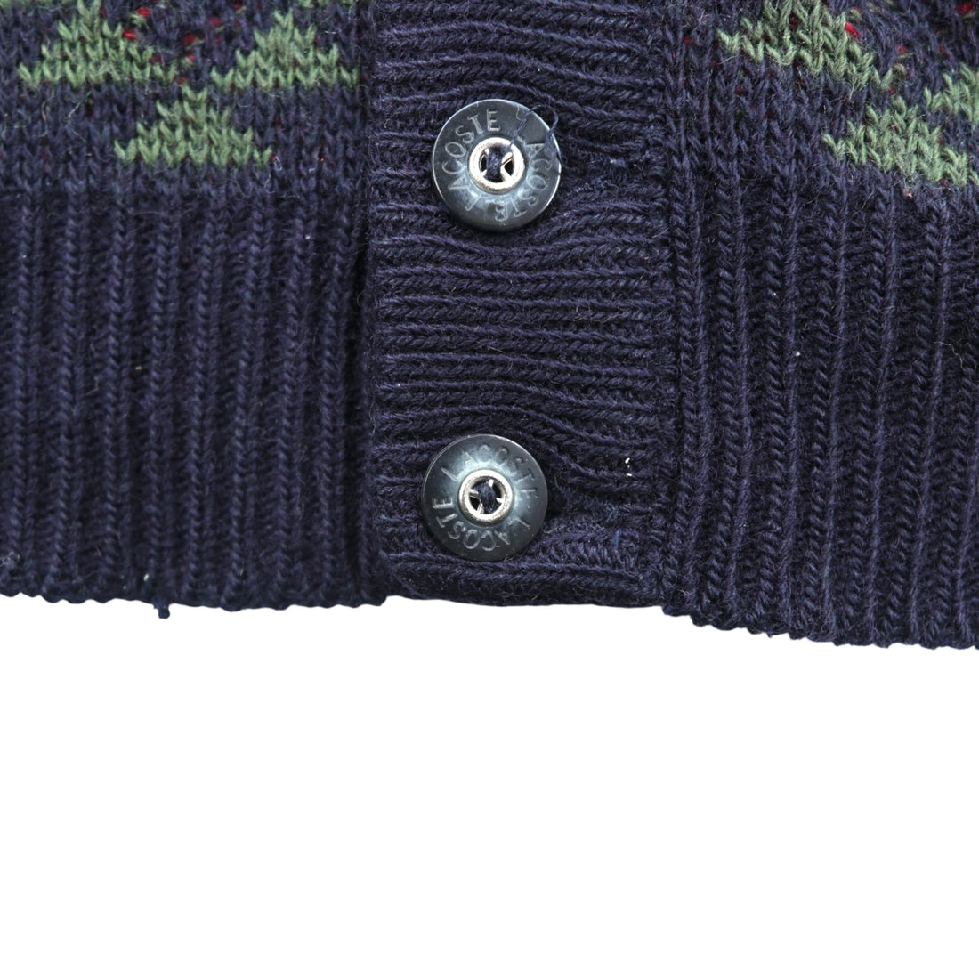 LACOSTE 80s France Vintage Knit Cardigan L French Lacoste Fair Isle Pattern