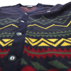 LACOSTE 80s France Vintage Knit Cardigan L French Lacoste Fair Isle Pattern