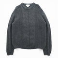 J.CREW 90s Vintage Cable Knit Crew Neck Sweater M Gray Merino Wool HAND KNIT
