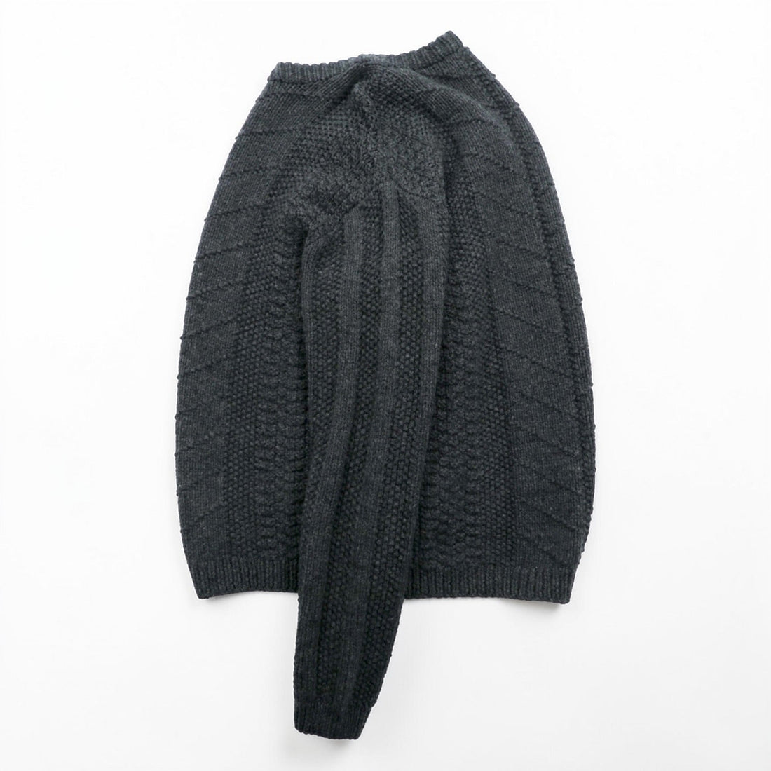 J.CREW 90s Vintage Cable Knit Crew Neck Sweater M Gray Merino Wool HAND KNIT