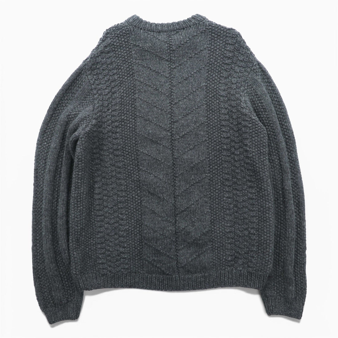 J.CREW 90s Vintage Cable Knit Crew Neck Sweater M Gray Merino Wool HAND KNIT