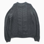 J.CREW 90s Vintage Cable Knit Crew Neck Sweater M Gray Merino Wool HAND KNIT