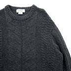 J.CREW 90s Vintage Cable Knit Crew Neck Sweater M Gray Merino Wool HAND KNIT