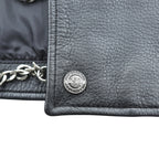 HARLEY DAVIDSON Chain Front Leather Vest M Black Chain Buttons Lace-up Embroidery Biker