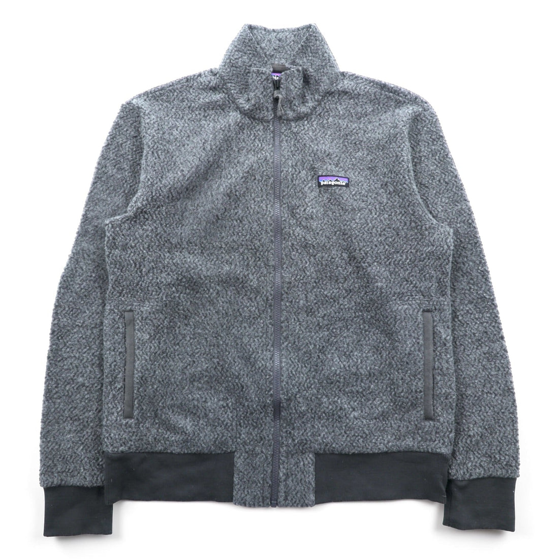 Patagonia Woolyester Fleece Jacket M Stand-Collar Gray Full-Zip Blouson 26935