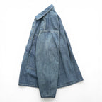 HOUSTON デニム プルオーバー シャツ L インディゴ USAコットン VINTAGE WASH ミリタリー 40696