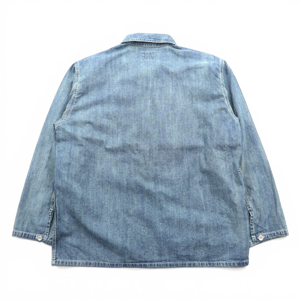 HOUSTON デニム プルオーバー シャツ L インディゴ USAコットン VINTAGE WASH ミリタリー 40696