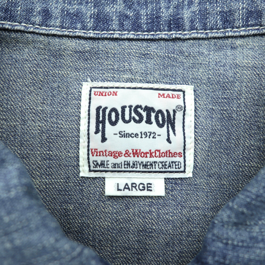 HOUSTON デニム プルオーバー シャツ L インディゴ USAコットン VINTAGE WASH ミリタリー 40696