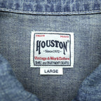 HOUSTON デニム プルオーバー シャツ L インディゴ USAコットン VINTAGE WASH ミリタリー 40696